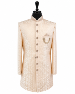 Light Peach Brocade Sherwani