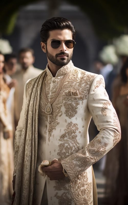 Sherwani King Maharaja Sherwani Style Embroidered Royal Indian Groom Design 2024