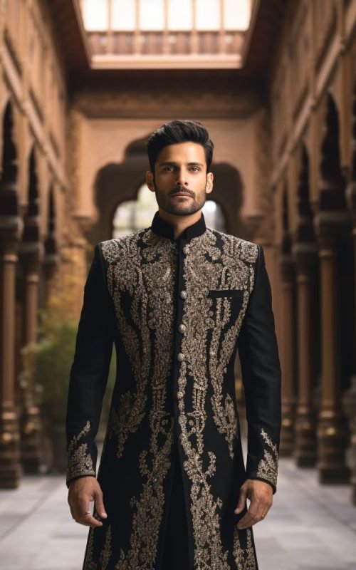 Sherwani King Maharaja Sherwani Style Embroidered Royal Indian Groom Design 2024