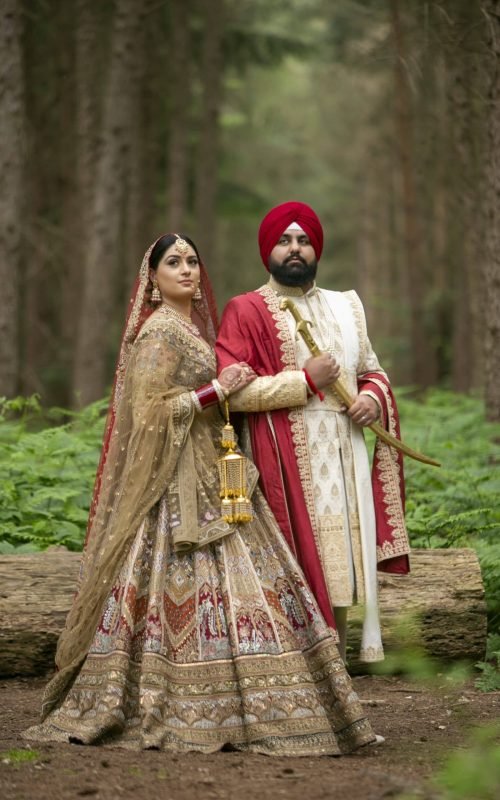 Maharaja Sherwani with Red Shawl, Red Turban and a sword